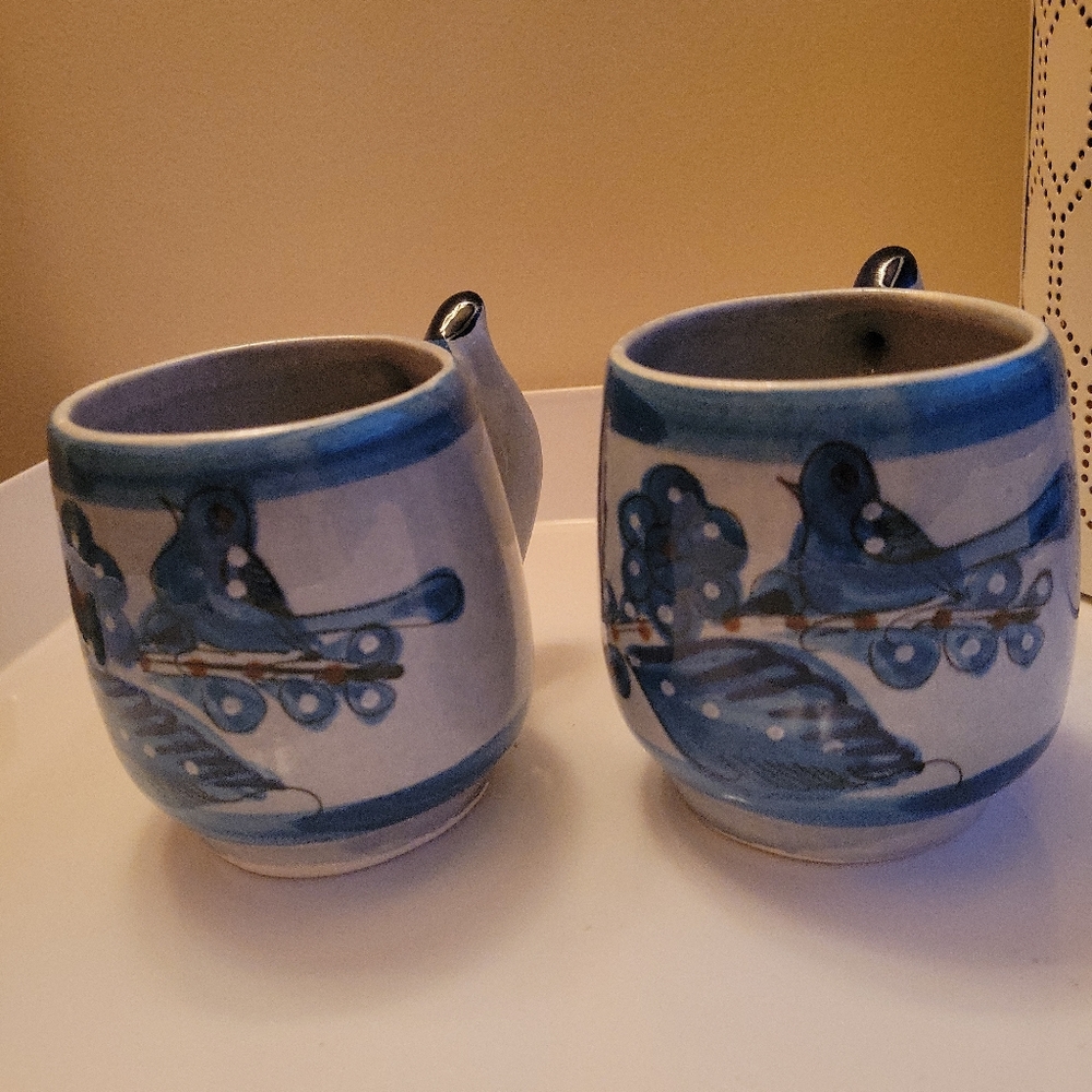 Mexican Blue bird Talavera mugs